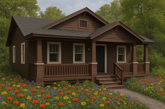 Southern Bungalow Log Home Plan - Log Home Kit