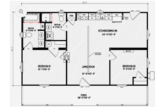 Plan #200 – 22.1' x 83' | Just Shy of 840 Sq Ft | 2 Bed, 2 Bath Turnkey Home