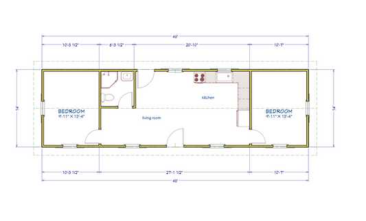 Plan #202 – 2 Bed, 1 Bath | Smart and Efficient Home Design (672 Sq Ft)