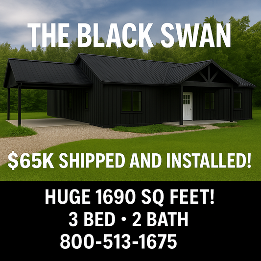 The Black Swan Affordable House Kit with Carport